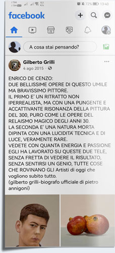 Ritaglio della recensione di Gilberto Grilli su Enrico De Cenzo