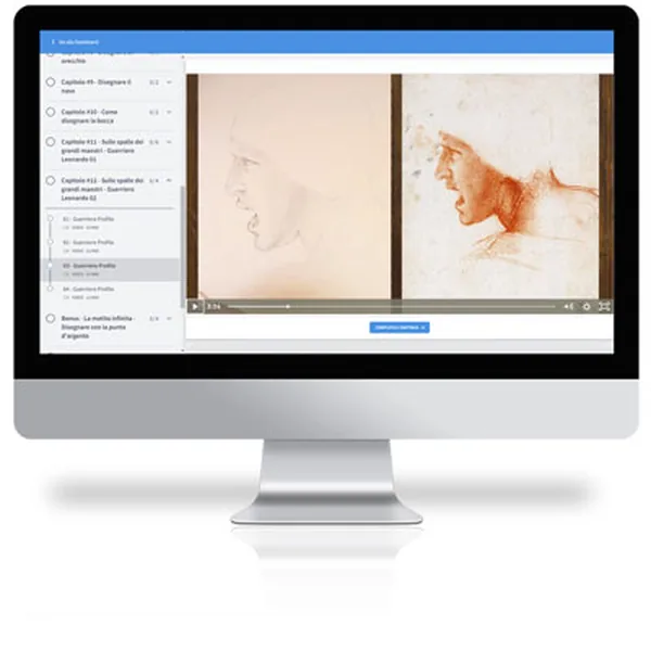 Mockup monitor con player del corso Disegno perch&eacute; osservo