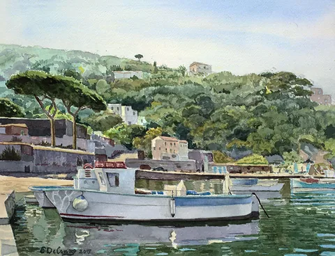 Paesaggio ad acquerello dipinto da Enrico De Cenzo